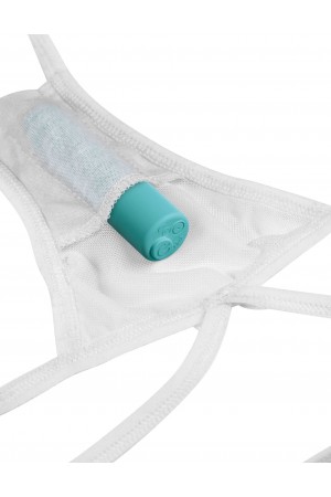 Hookup Panties Remote Bow-Tie G-String - White - Small - Large