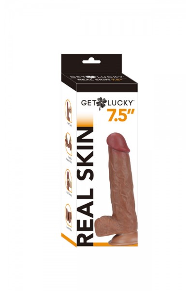 Get Lucky 7.5 Inch Real Skin Dong - Light Brown