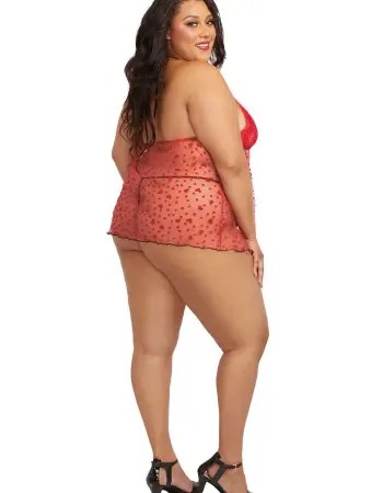 Babydoll and G-String - Queen Size - Rouge
