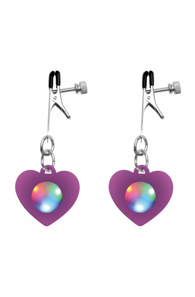 Silicone Light Up Heart Nipple Clamps