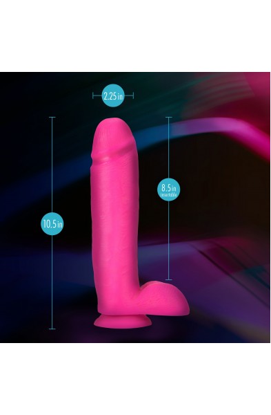 Neo Elite - 10 Inch Silicone Dual Density Cock  With Balls - Neon Pink