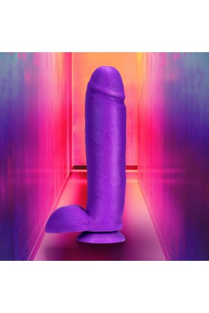 Neo Elite - 10 Inch Silicone Dual Density Cock  With Balls - Neon Purple