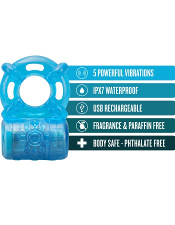 Stay Hard - Rechargeable 5 Function Cock Ring - Blue