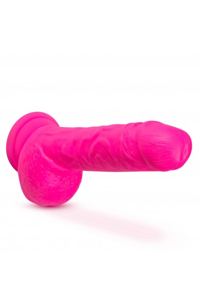 Neo Elite - 9 Inch Silicone Dual Density Cock With Balls - Neon Pink