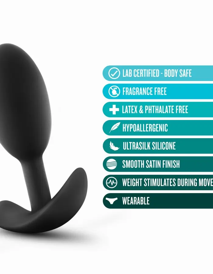 Anal Adventures - Platinum - Silicone Vibra Slim Plug -Medium - Black