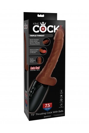 7.5 Inch Thrusting Cock With Balls - Brown