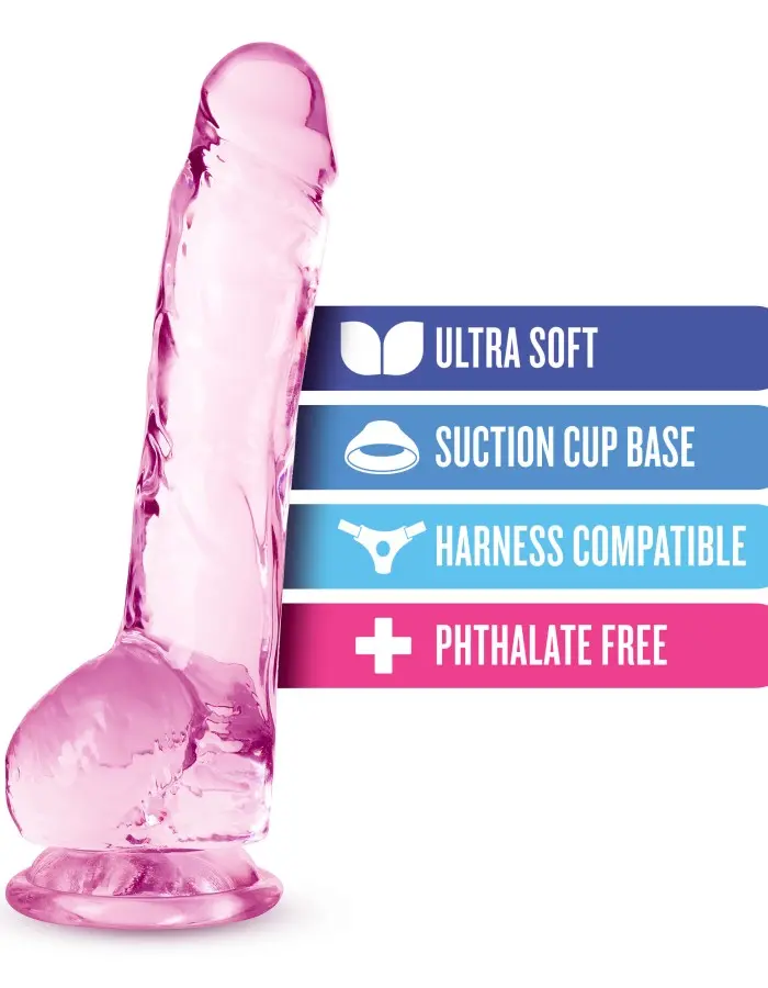 Naturally Yours - 8 Inch Crystalline Dildo - Rose