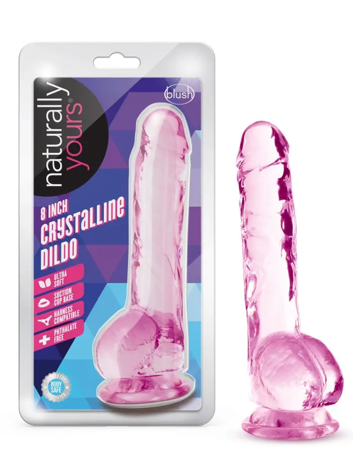 Naturally Yours - 8 Inch Crystalline Dildo - Rose
