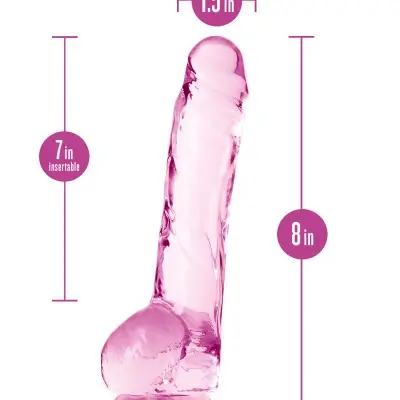 Naturally Yours - 8 Inch Crystalline Dildo - Rose