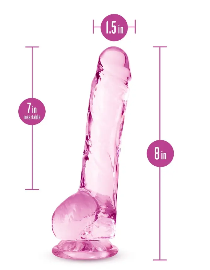 Naturally Yours - 8 Inch Crystalline Dildo - Rose