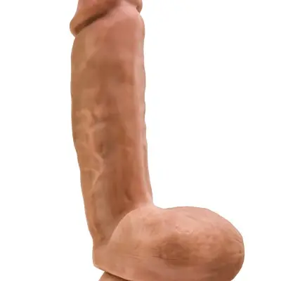 Dr. Skin Glide - 8.5 Inch Self Lubricating Dildo Lubricating Dildo With Balls - Mocha