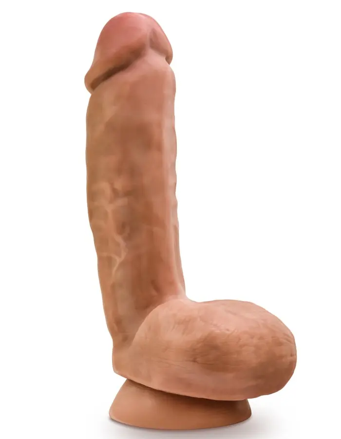 Dr. Skin Glide - 8.5 Inch Self Lubricating Dildo Lubricating Dildo With Balls - Mocha