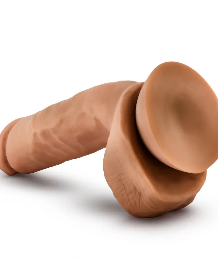 Dr. Skin Glide - 8.5 Inch Self Lubricating Dildo Lubricating Dildo With Balls - Mocha