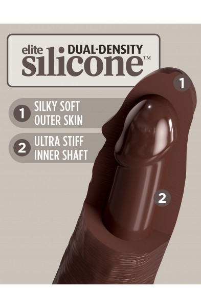 King Cock Elite 7 Inch Silicone Dual Density Cock  - Brown