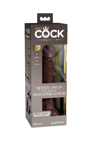 King Cock Elite 7 Inch Silicone Dual Density Cock  - Brown