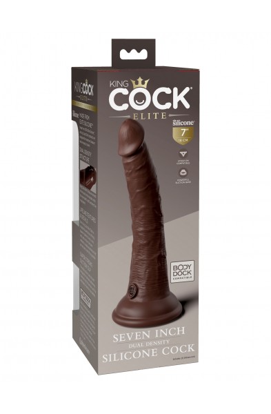 King Cock Elite 7 Inch Silicone Dual Density Cock  - Brown