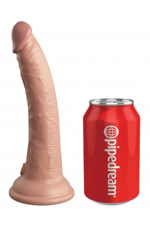 King Cock Elite 7 Inch Vibrating Silicone Dual  Density Cock With Remote - Light