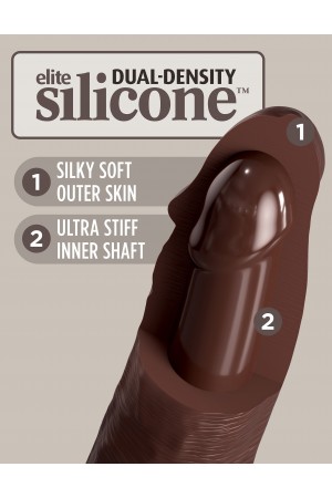 King Cock Elite 9 Inch Vibrating Silicone Dual  Density Cock With Remote - Brown