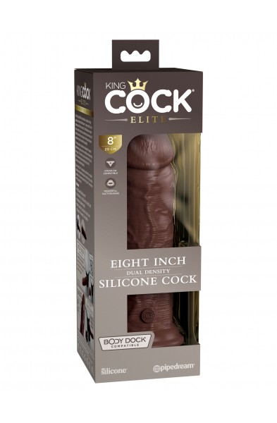 King Cock Elite 8 Inch Dual Density Silicone Cock  - Brown