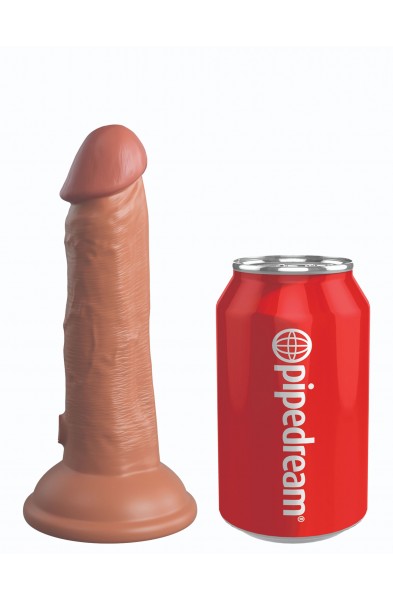 King Cock Elite 6 Inch Vibrating Silicone Dual  Silicone Dual Density Cock - Tan