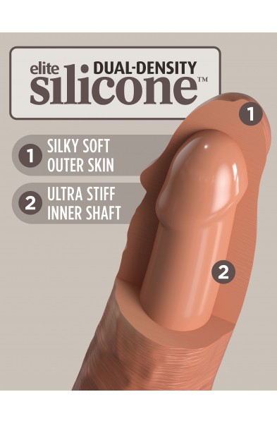 King Cock Elite 6 Inch Vibrating Silicone Dual  Silicone Dual Density Cock - Tan