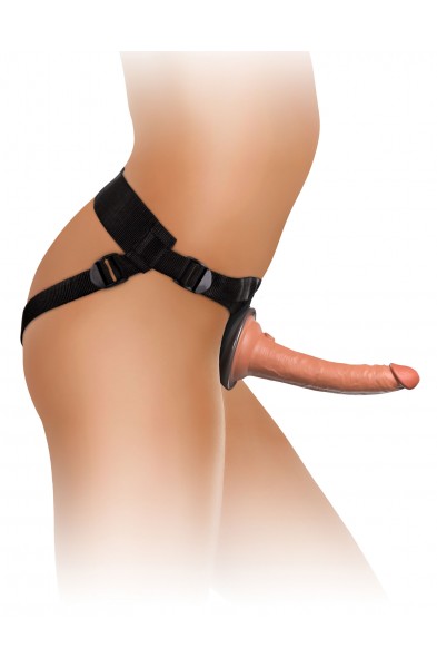 King Cock Elite Comfy Silicone Body Dock Kit -  Harness and 7 Inch Dildo - Tan