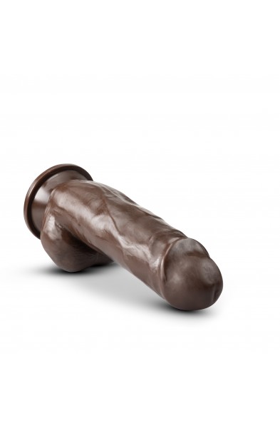 Dr. Skin Plus - 7 Inch Girthy Posable Dildo With  Balls - Chocolate