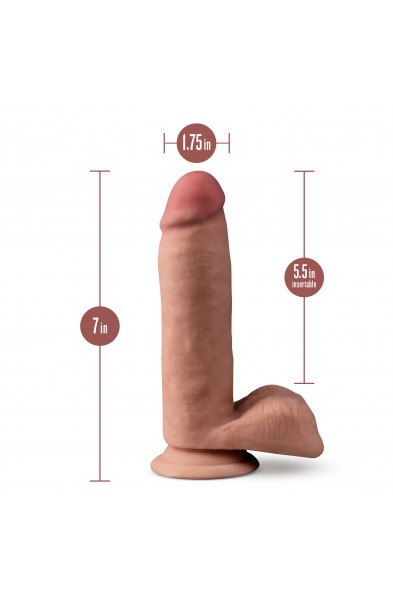 Dr. Skin Plus - 7 Inch Posable Dildo With Balls -  Mocha