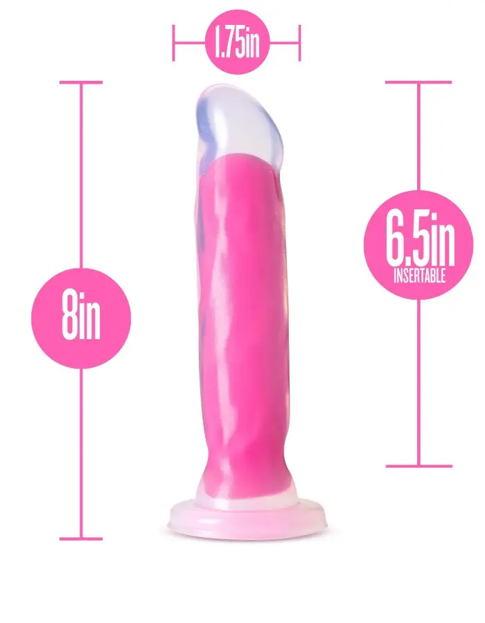 Neo Elite Glow in the Dark - Marquee - 8 Inch  Silicone Dual Density Dildo  - Neon Pink