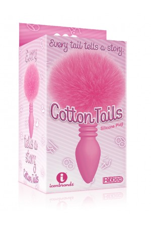 The 9's Cottontails Silicone Bunny Tail Butt Plug  - Ribbed Pink