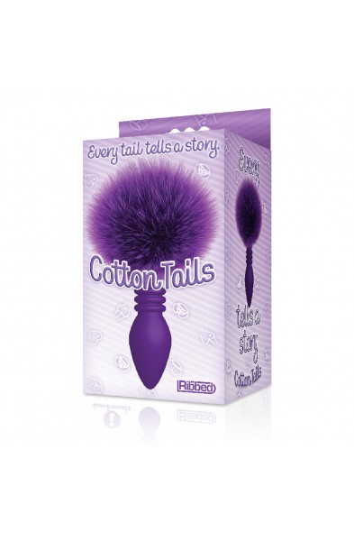 The 9's Cottontails Silicone Bunny Tail Butt Plug  - Ribbed Purple