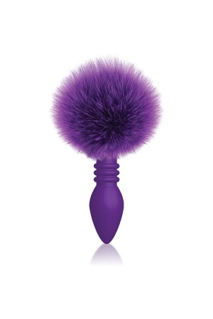 The 9's Cottontails Silicone Bunny Tail Butt Plug  - Ribbed Purple