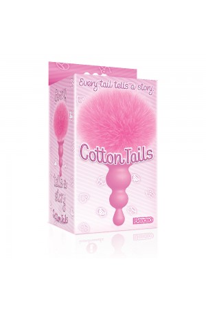 The 9's Cottontails Silicone Bunny Tail Butt Plug  - Beaded Pink