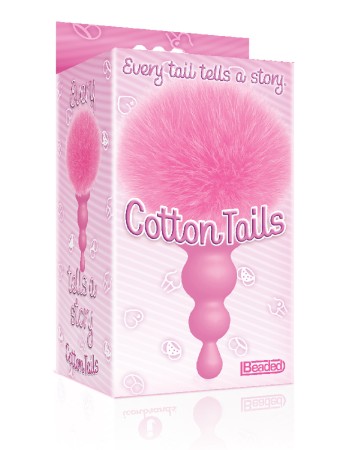 The 9's Cottontails Silicone Bunny Tail Butt Plug  - Beaded Pink