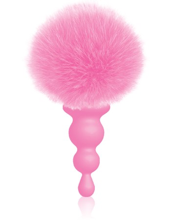 The 9's Cottontails Silicone Bunny Tail Butt Plug  - Beaded Pink