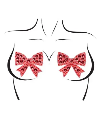 Rhinestone Bow Nipple Jewels -  One Size - Red