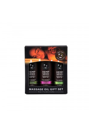 Hemp Seed Massage and Body Oil Gift Set - - 3 Pack - 2 Fl. Oz. Bottles