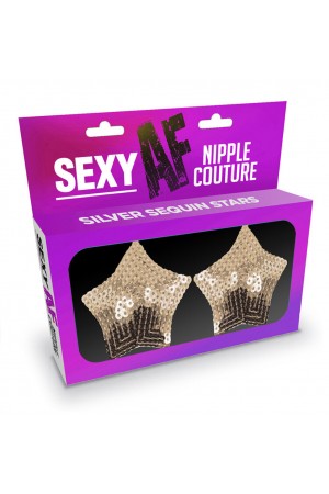 Sexy Af Nipple Couture Silver Sequin Stars