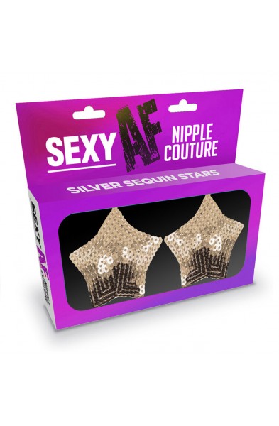 Sexy Af Nipple Couture Silver Sequin Stars