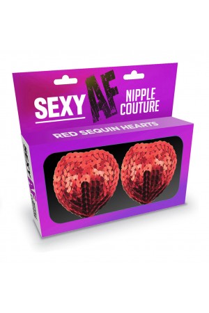 Sexy Af Nipple Couture  Red Sequin Hearts