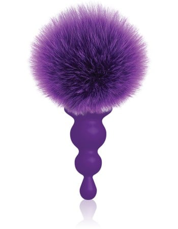 The 9's Cottontails Silicone Bunny Tail Butt Plug  - Beaded Purple