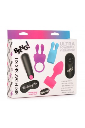 Birthday Sex Kit - C-Ring, Plug, C-Stim, Bullet and Blindfold