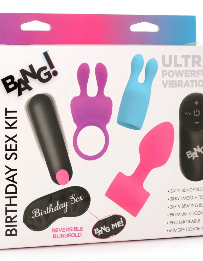 Birthday Sex Kit - C-Ring, Plug, C-Stim, Bullet and Blindfold