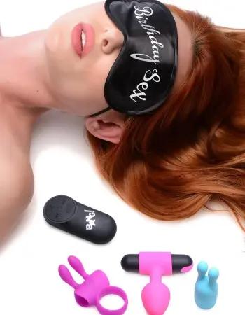 Birthday Sex Kit - C-Ring, Plug, C-Stim, Bullet and Blindfold