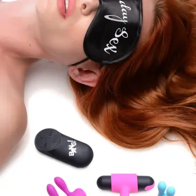 Birthday Sex Kit - C-Ring, Plug, C-Stim, Bullet and Blindfold