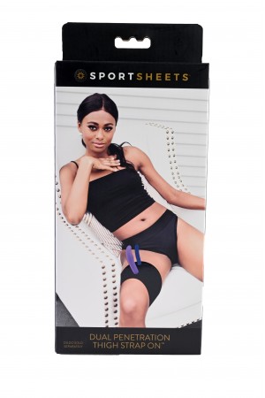 Sportsheets Dual Penetration Thigh Strap on -  Black