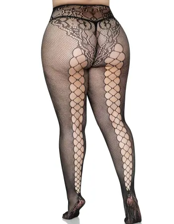 French Cut Backseam Fishnet Tights - Black - 1x/2x