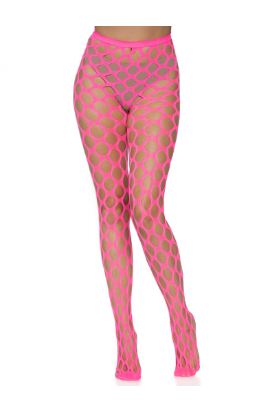 Jumbo Pothole Net Tights - Neon Pink- One Size