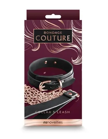 Bondage Couture - Collar and Leash - Black