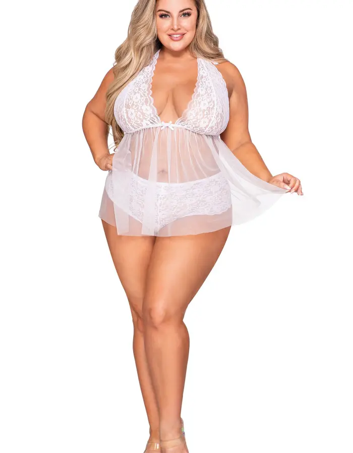 Babydoll & Panty - Queen - White